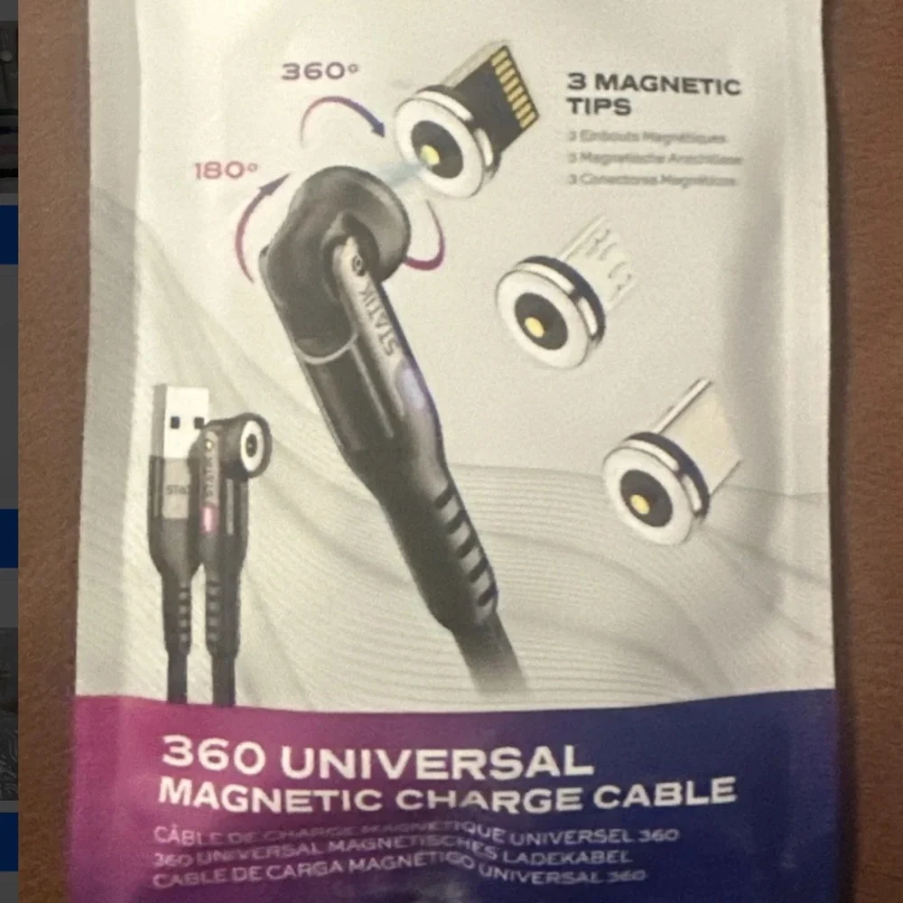 Statik 360 Universal Magnetic Charging Cable w/ 3 Magnetic Tips | 6 FT Cable NEW